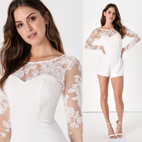 Lulus White Write Your Own Romance White Embroidered Long Sleeve Romper - Picture 4 of 13
